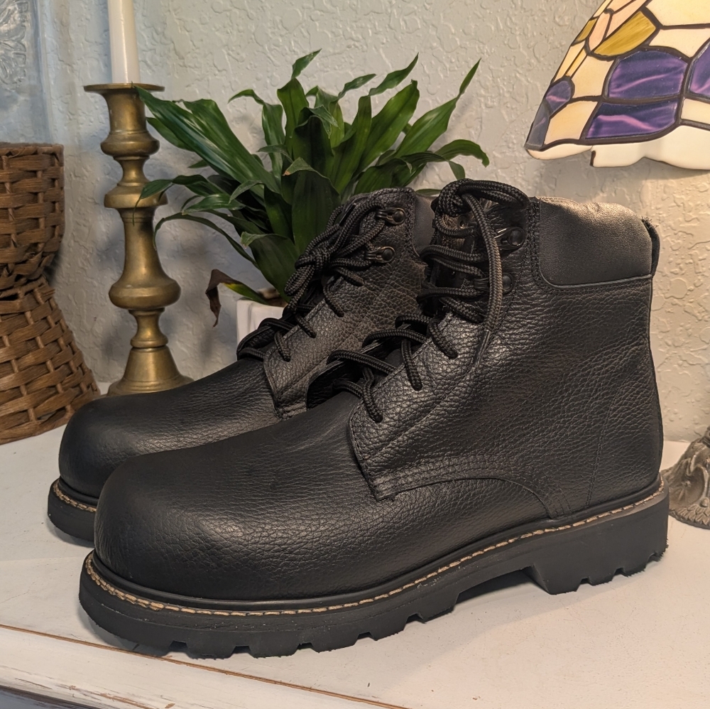 Black Leather Men's Masterson Steel Toe Boots NEW
